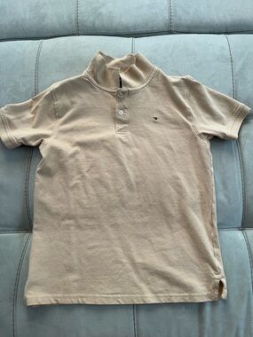 Tommy Hilfiger Tan Short Sleeve Polo with Chest Flag